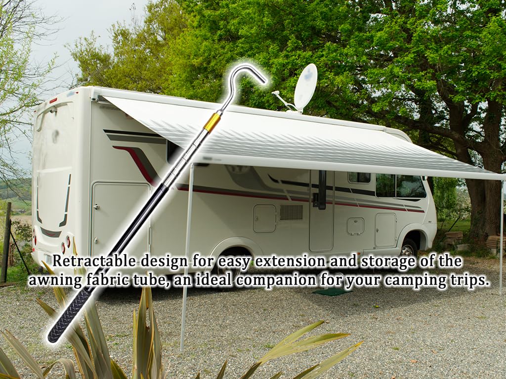 Asta Telescopica con Gancio per Tenda da Sole, 1PCS Apri da Sole, Barra di Traino per da Sole, Gancio a Serpente Trappola, Apriscatole Camper Asta per Tende, Camper, Finestre