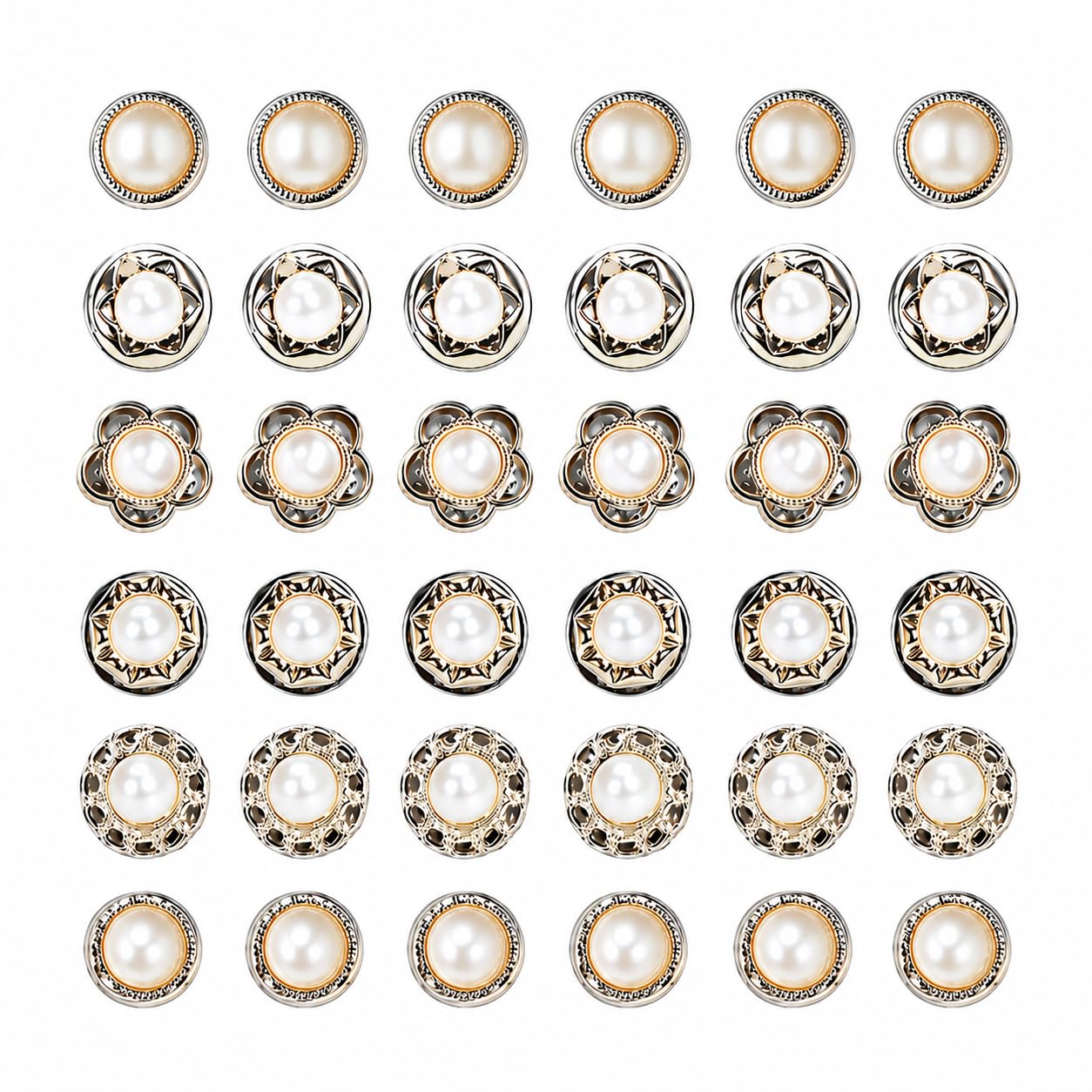 30 Pcs Pearl & Diamond Brooch Button Pins for Women – No-Sew Shirt Button Covers – Decorative Mini Brooch for Sarees, Dresses, Cardigans, Shirts & Bags – DIY Craft Accessories, Quick Styling Fix (1)-picture-51