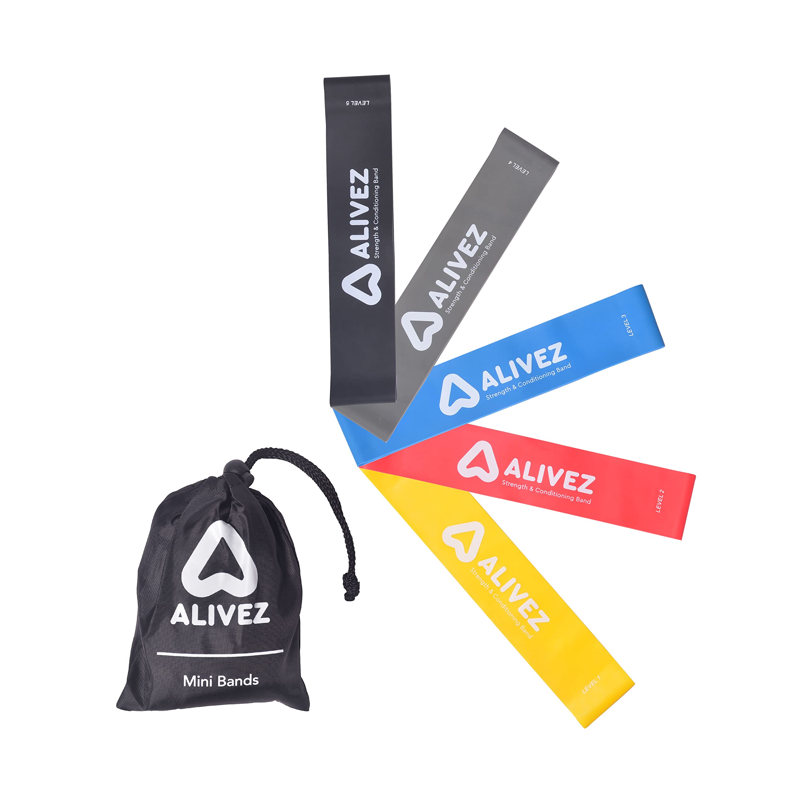 ALIVEZZ Mini Loop Resistance Bands with Carry Bag, Set of 5 (B09TB5V1J6) Amazon Price History, Amazon Price Tracker
