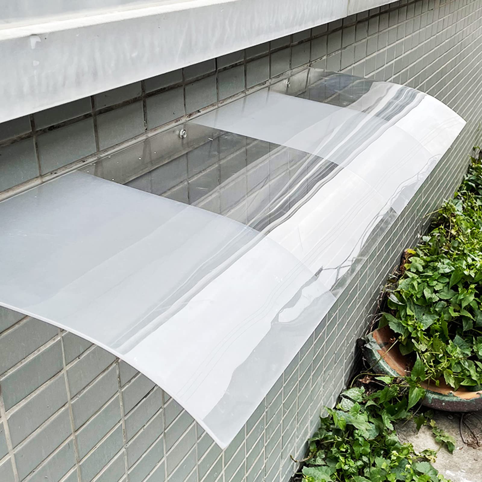 Auvent d'extérieur pour porte d'entrée abri de pluie en polycarbonate transparent givré m