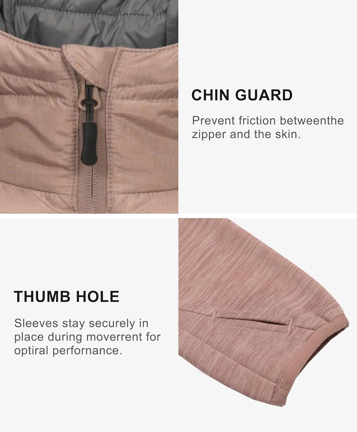 Mapamyumco Women's Insulated Hiking Jacket, Thermal Running Hybrid Jacket, Hooded Jacket Lightweight Breathable - Image 5