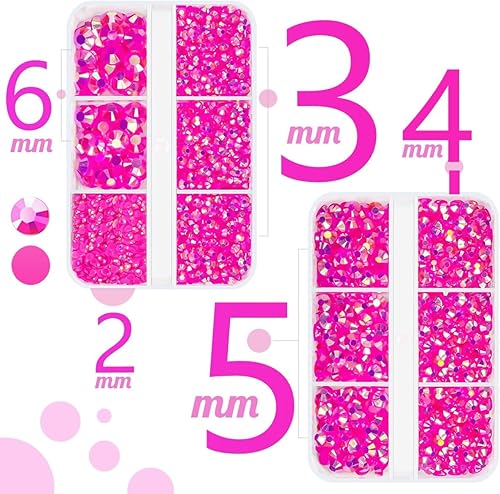 Vista 51 de Diamantes de imitación rojos de resina AB para manualidades de 0.079 in, 0.118 in, 0.157 in, 0.197 in, 0.236 in, parte trasera plana, gemas de Rojo