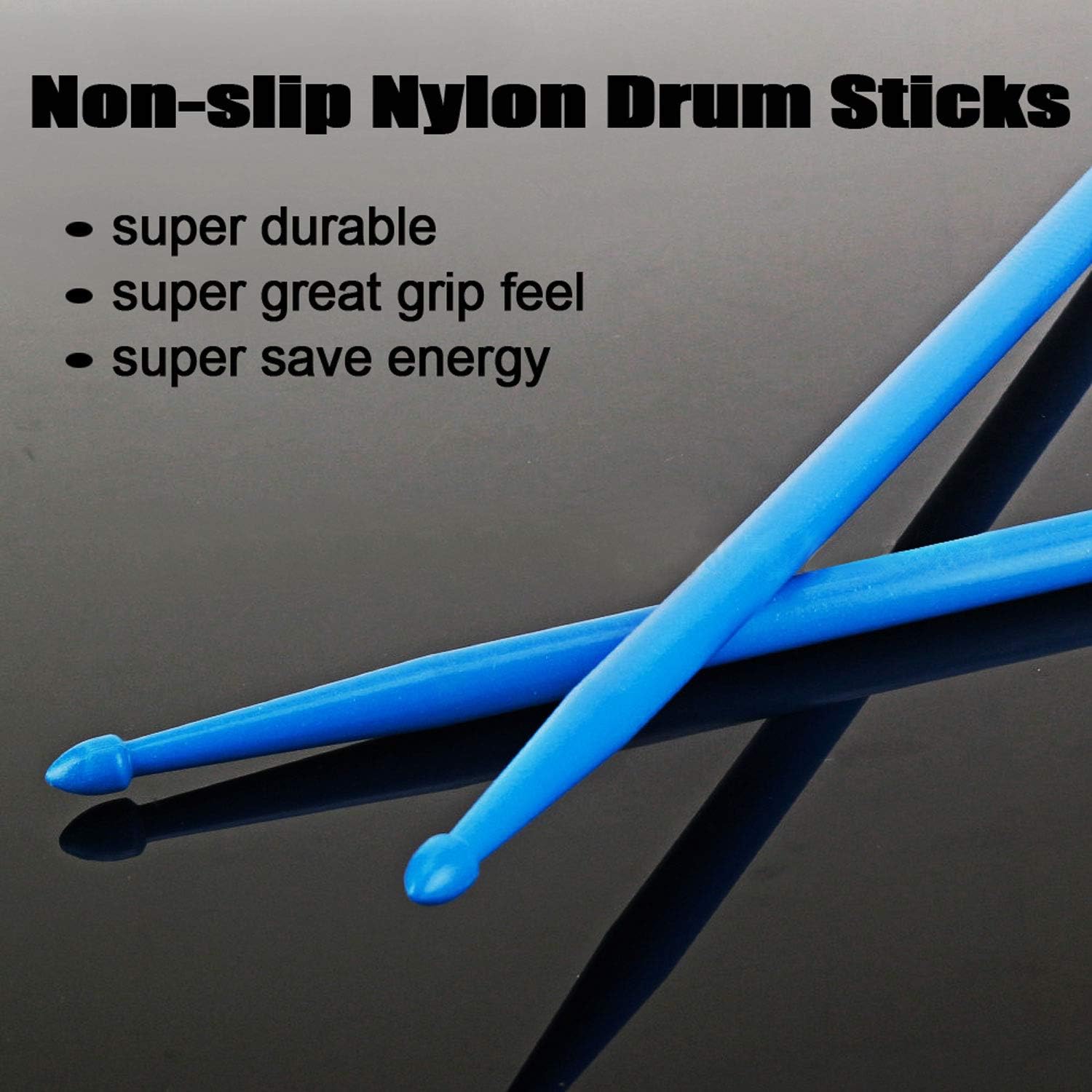 Drum Sticks 5A 1 Pair Nylon Drumsticks 1 Pair Non-Slip Maple Wood with a Velvet Drawstring Bag(Blue)