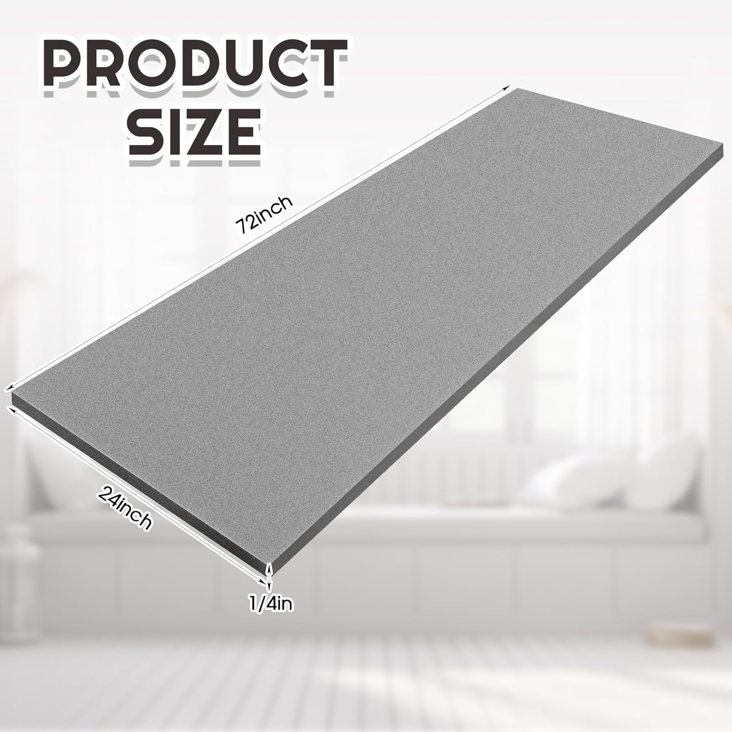 amylove polyurethane foam 24" x 72" high density cushion upholstery foam sheet for seat replacement diy projects chairs headboards sofas home(1/4" x 24" x 72",gray) gray 1/4" x 24" x 72"