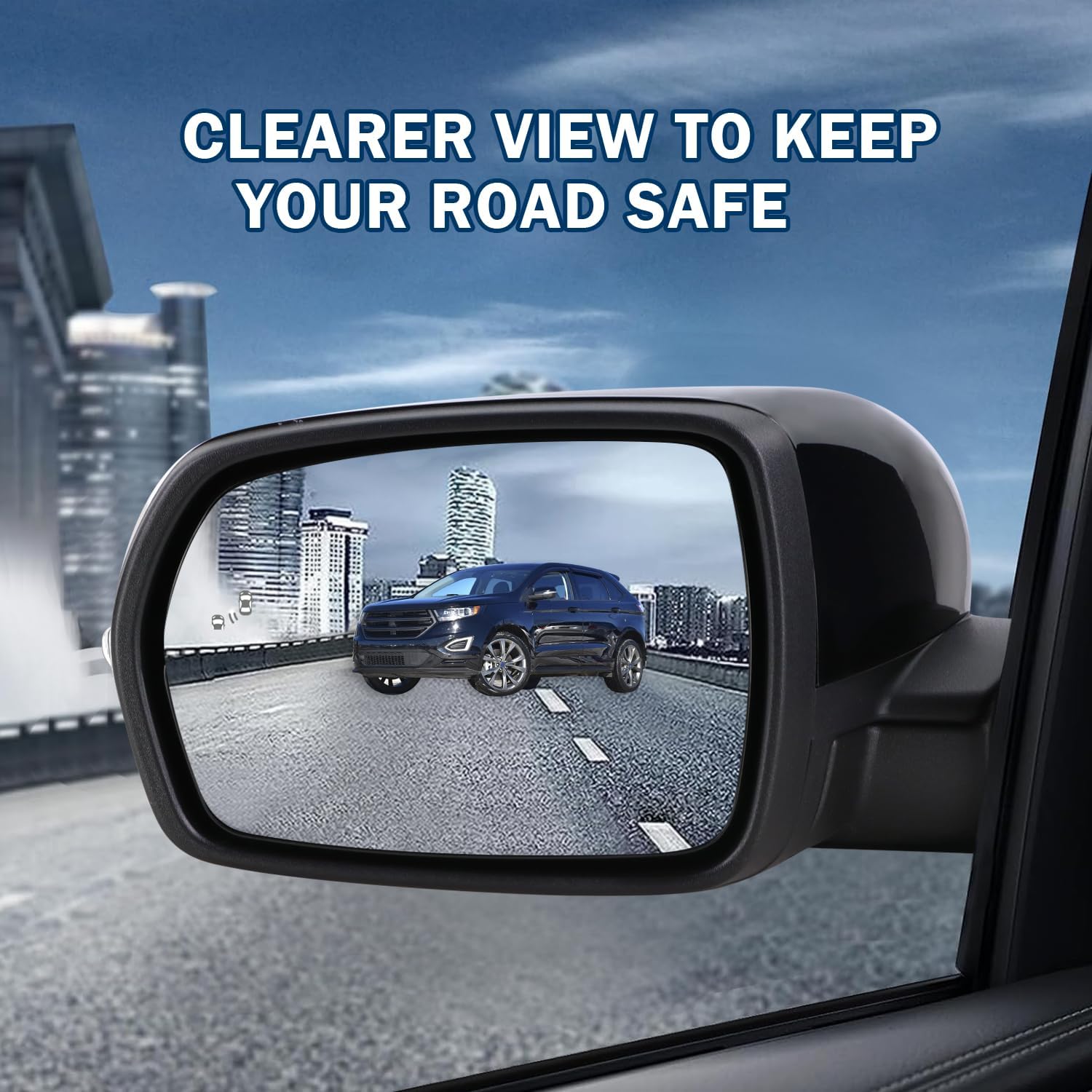 Left Driver Side Mirror Fits 2015 2016 2017 2018 2019 2020 2021 2022 2023 2024 Ford Edge With Manual Folding Heated Turn Signal Puddle Light Blind Spot Black Replace#JT4Z-17683-FB(9Pins)