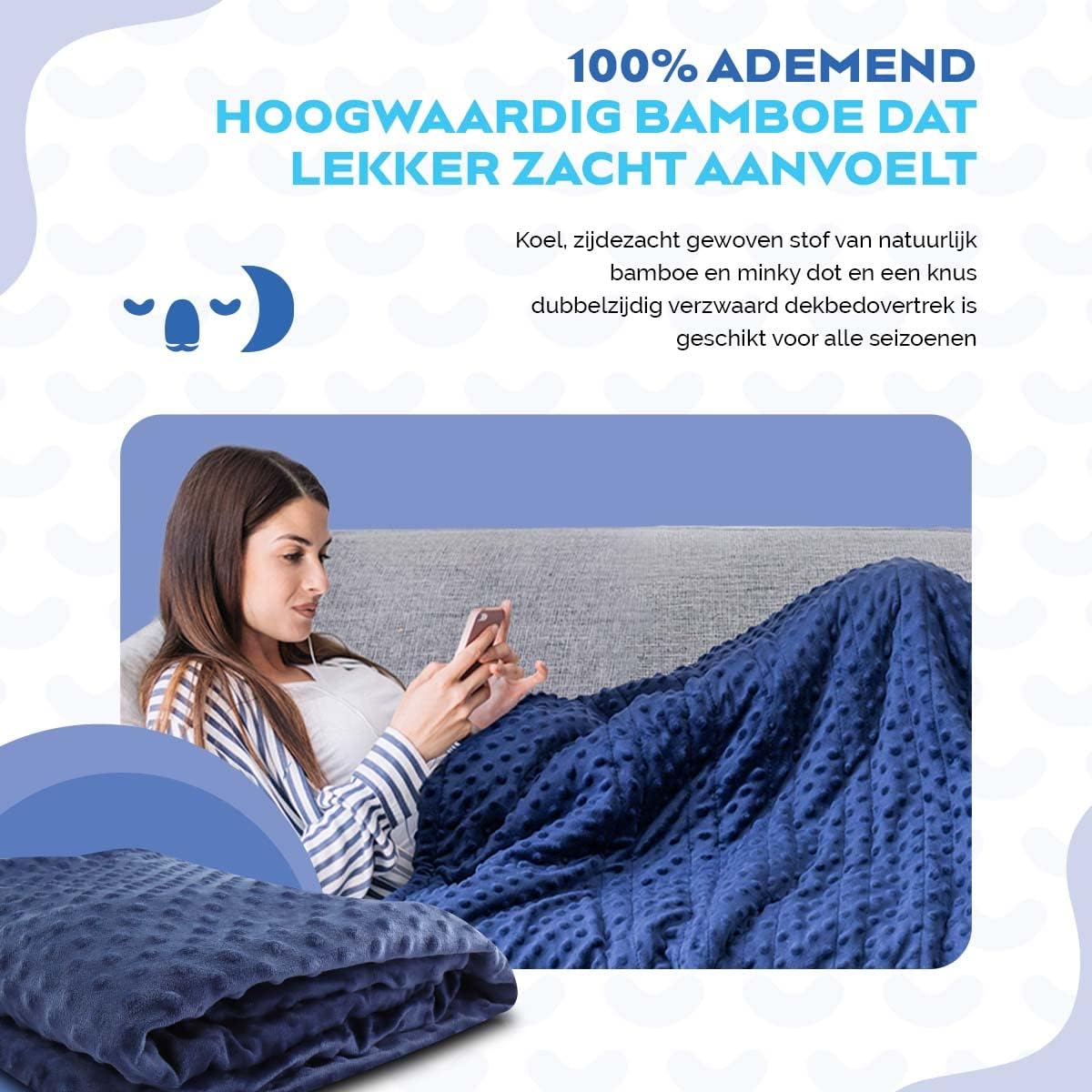 Universal Weighted Blanket with 8 Ties - Bamboo & Minky Dot - Weighted Blanket - Duvet Cover - Duvet Cover - Duvet Cover 200 x 200 cm