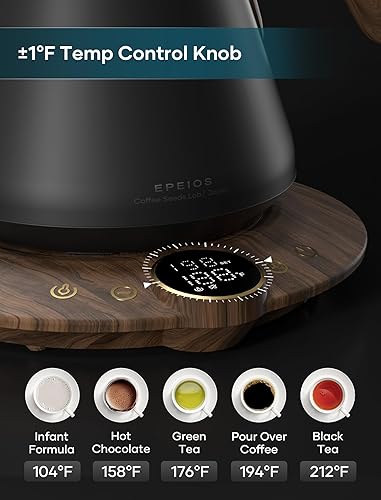 Miniatura 3 de Hervidores eléctricos, hervidor eléctrico de cuello de cisne INTASTING, control de temperatura de 1 , interior de acero inoxidable, calentamiento