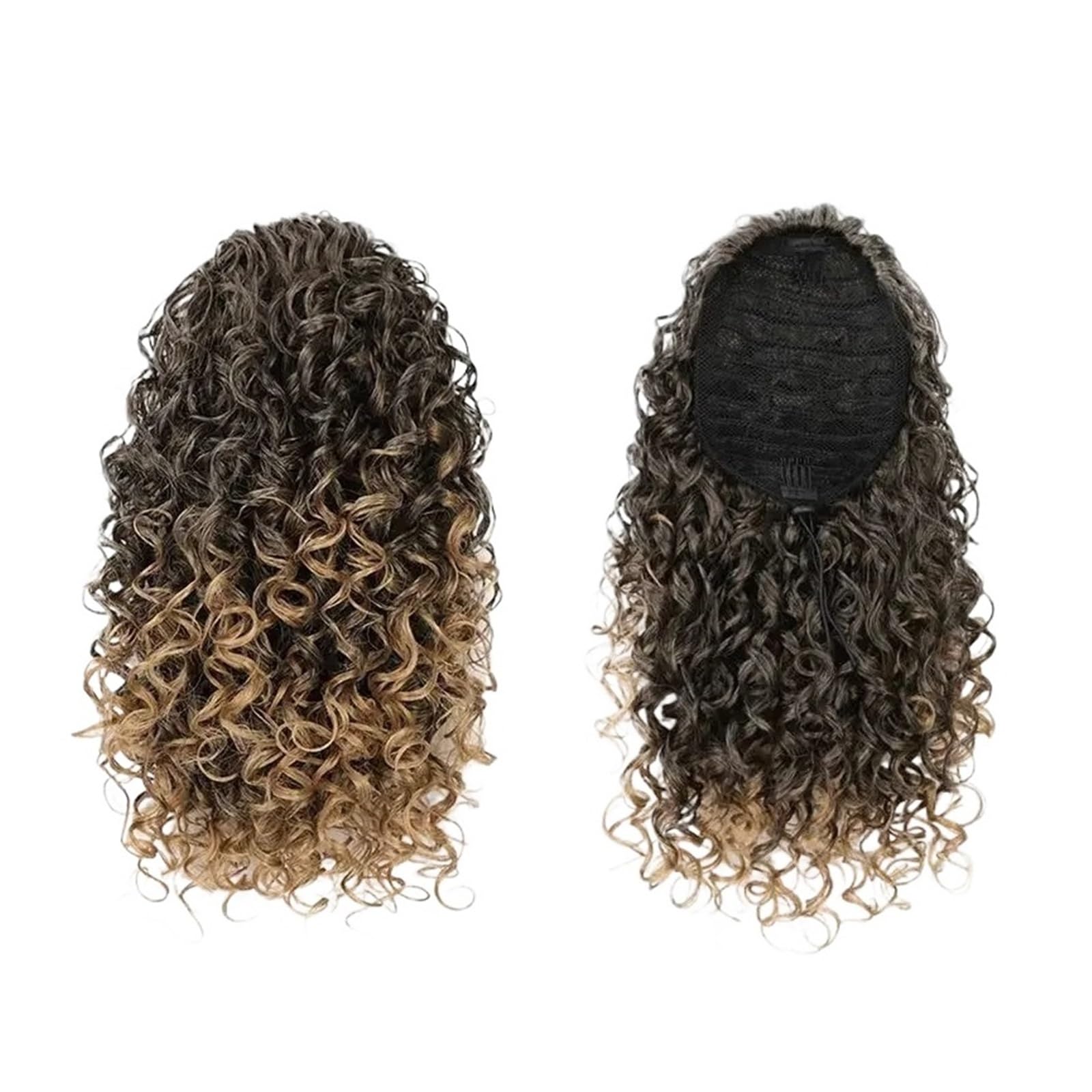 Postiche Extension de queue cheval for femmes, postiche court, bouclé et ample, avec clip, fausse blonde moelleuse Naturel(T1B-27)