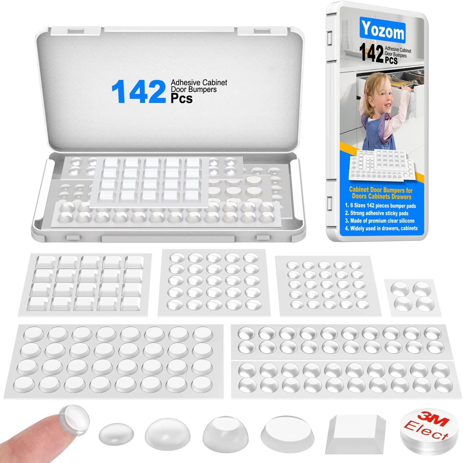 Shintop 150 Pieces Furniture Bumpers, Clear Adhesive Bumper Pads Noise Dampening For Doors