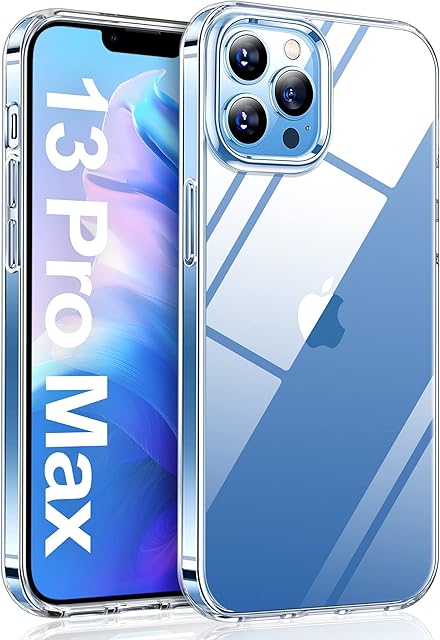 USLAI Crystal Clear for iPhone 13 Pro Max Case, Anti-Scratch Slim Thin Shockproof Protective Phone Cover, Transparent