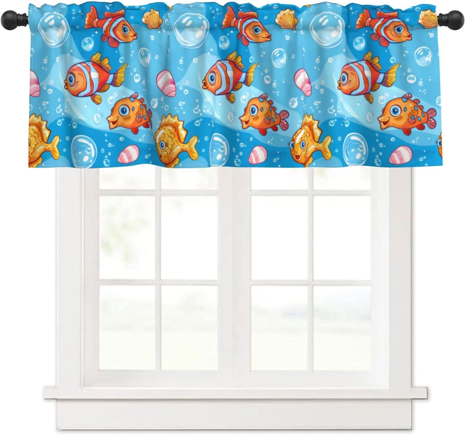 Valance for Windows Summer Sunflower Butterfly Kitchen Curtains Valances Rod Pocket Vintage Rustic Farm Floral Window Treatment Short Topper Curtains 1 Panel, 54x18inch