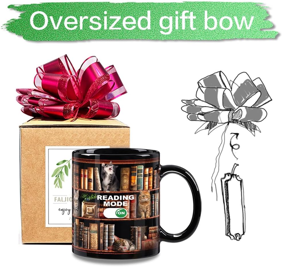 Funny Cat Book Heat Color Changing Coffee Mug Gifts for Readers Book Lovers, Bookish Mug Gifts for Birthday, Library Bookshelf Mugs 11OZ - Image 5