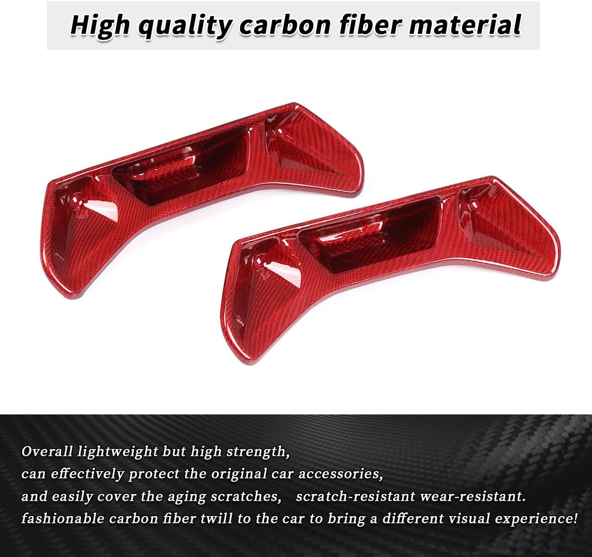 Real Carbon Fiber Car Center Console Seat Back Panel Decorative Cover,for Toyota Supra GR A90 A91 MK5 2019-2022,Car Interior Accessories,2 PCS (Red)