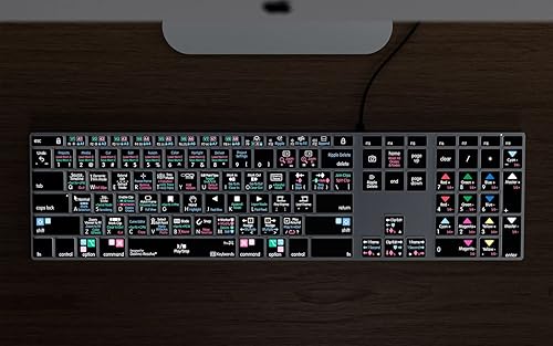 Miniatura 3 de KB Covers Davinci Resolve Teclado retroiluminado de aluminio profesional - macOS - EE. UU. - Atajos codificados por colores, marco de aluminio