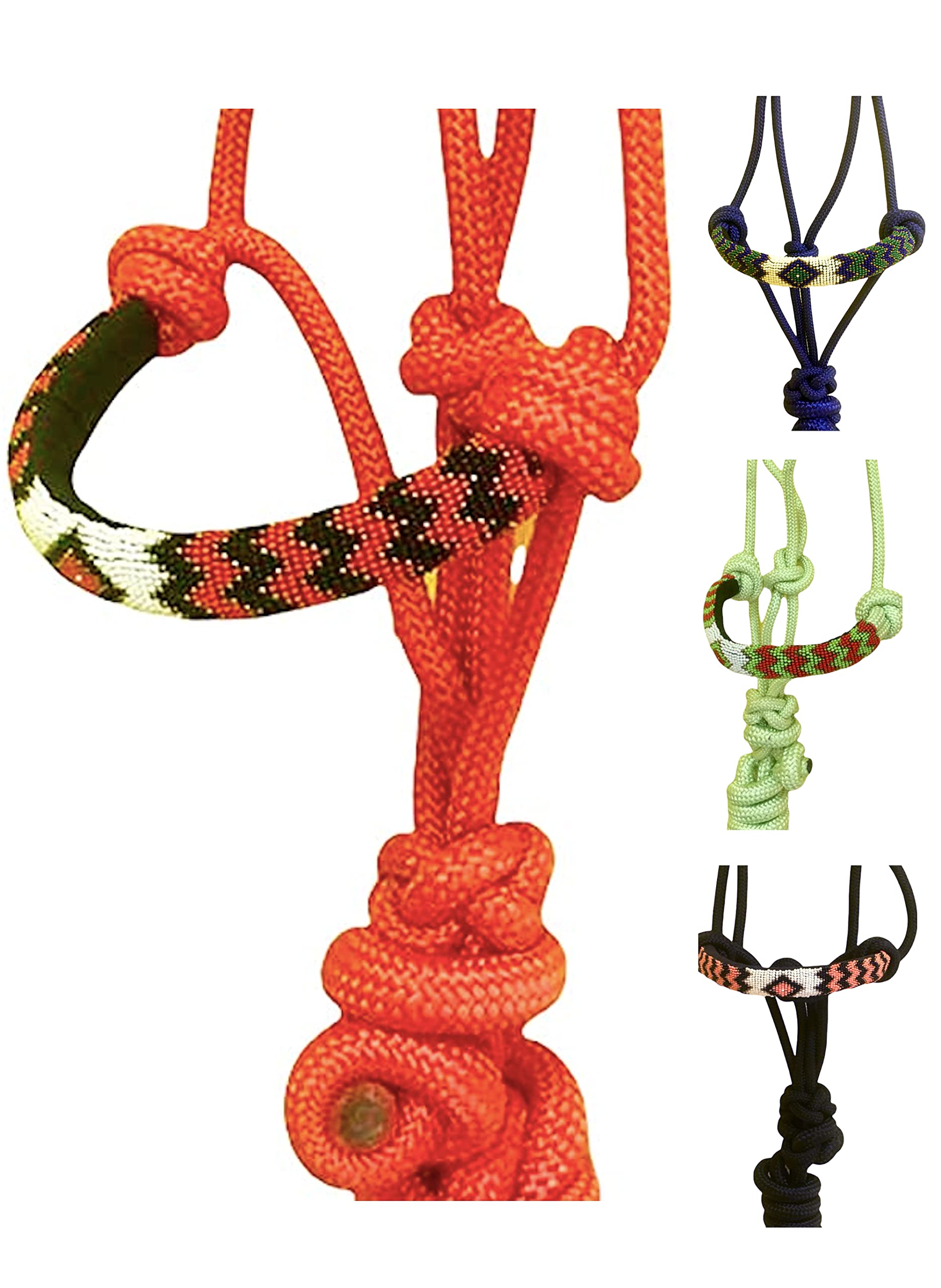 Majestic Ally Capezza imbottita in corda intrecciata con perline e guinzaglio abbinato da 25,4 m (rosso)