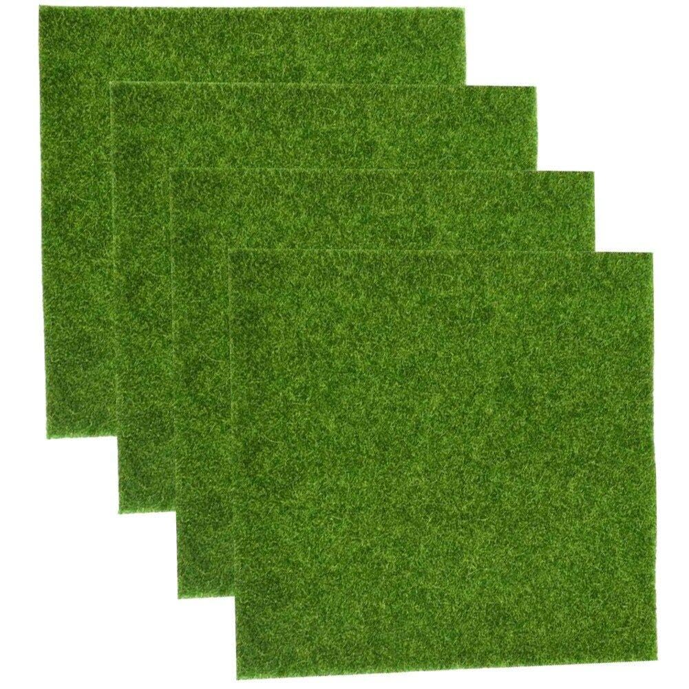 Mousse artificielle ultra réaliste en lot de 4 tapis de pelouse pour maquette et jardin