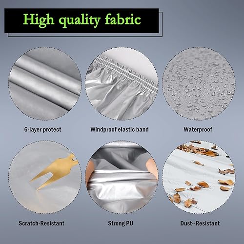 Miniatura 4 de Migaven - Funda de coche exterior completa impermeable para todo tipo de clima, protector de lluvia y granizo para automóvil con cremallera de