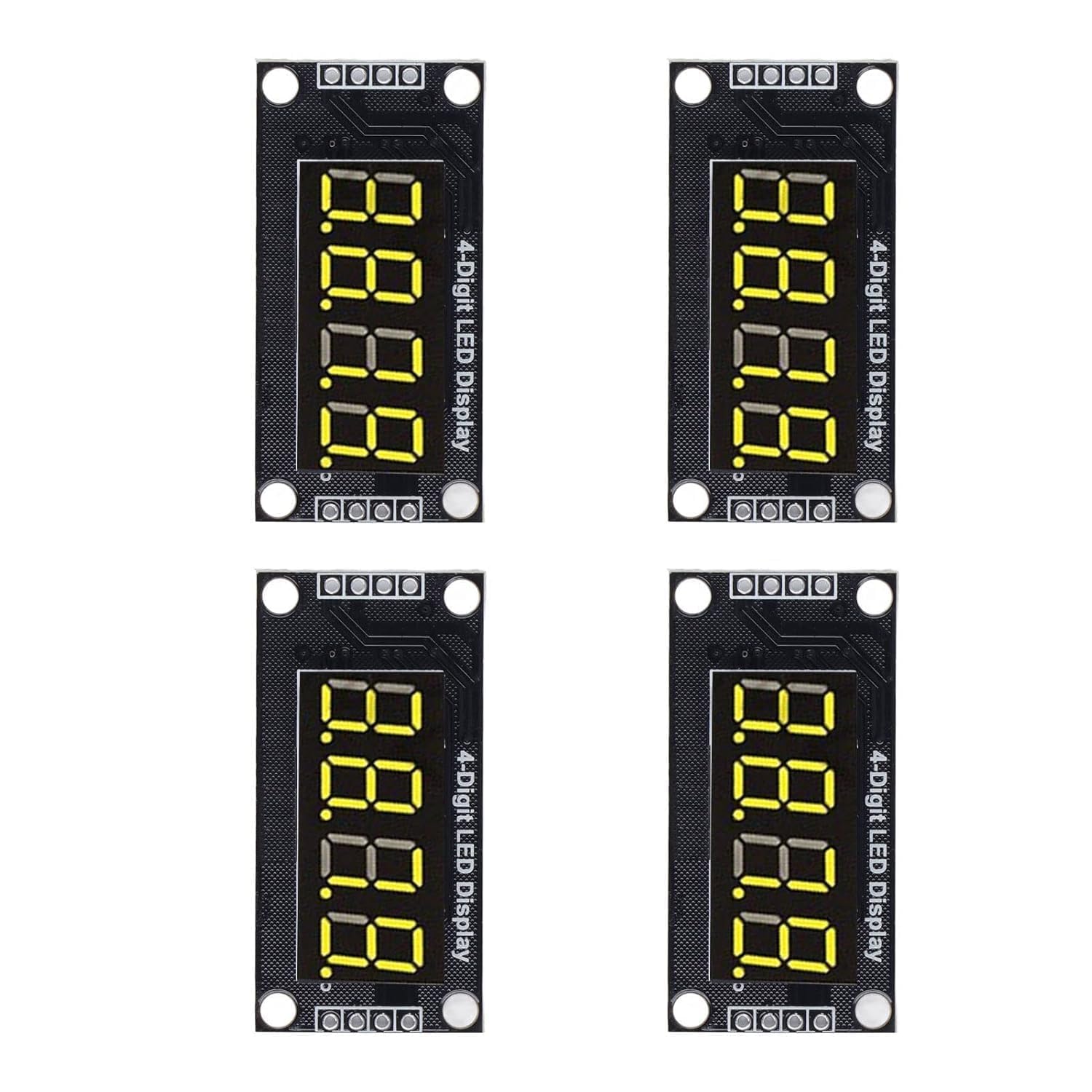 4 Ensembles Module D'affichage Tube Numérique 4 Chiffres 7 Segments 0.36in LED TM1637 Puce D'entraînement (Jaune MRA110C)