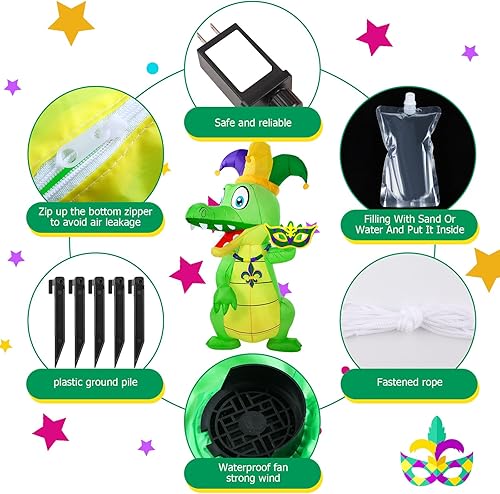 Vista 32 de Shappy Decoración inflable de Navidad de 4.9 pies con sombrero de Papá Noel, decoración inflable de Navidad con luz LED, decoración navideña