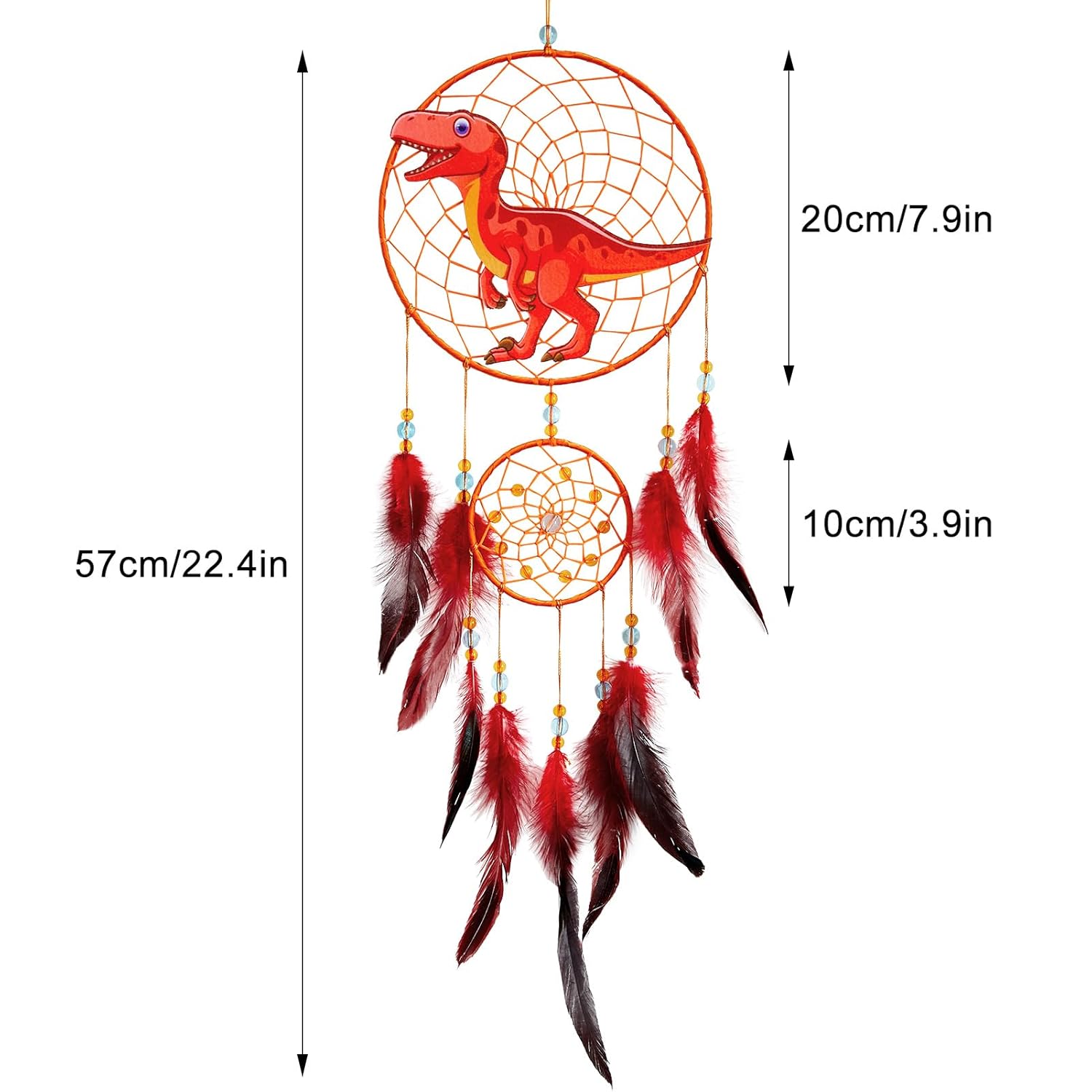 Unicorn Castle Dinosaur Dream Catcher Kids Feather Dreamcatchers Wall Hanging Decor,Red