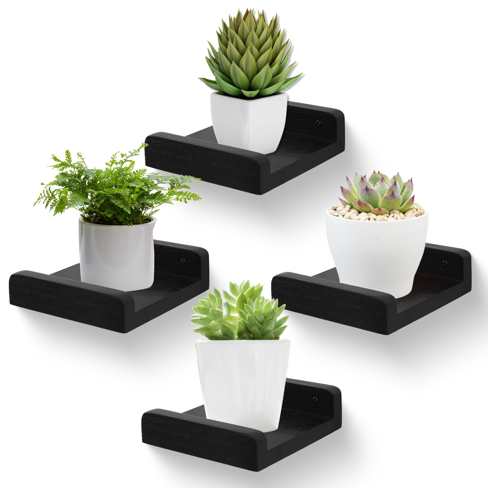Étagère pour haut-parleurs et déco de salon : mini support mural bois noir 13cm de chambre