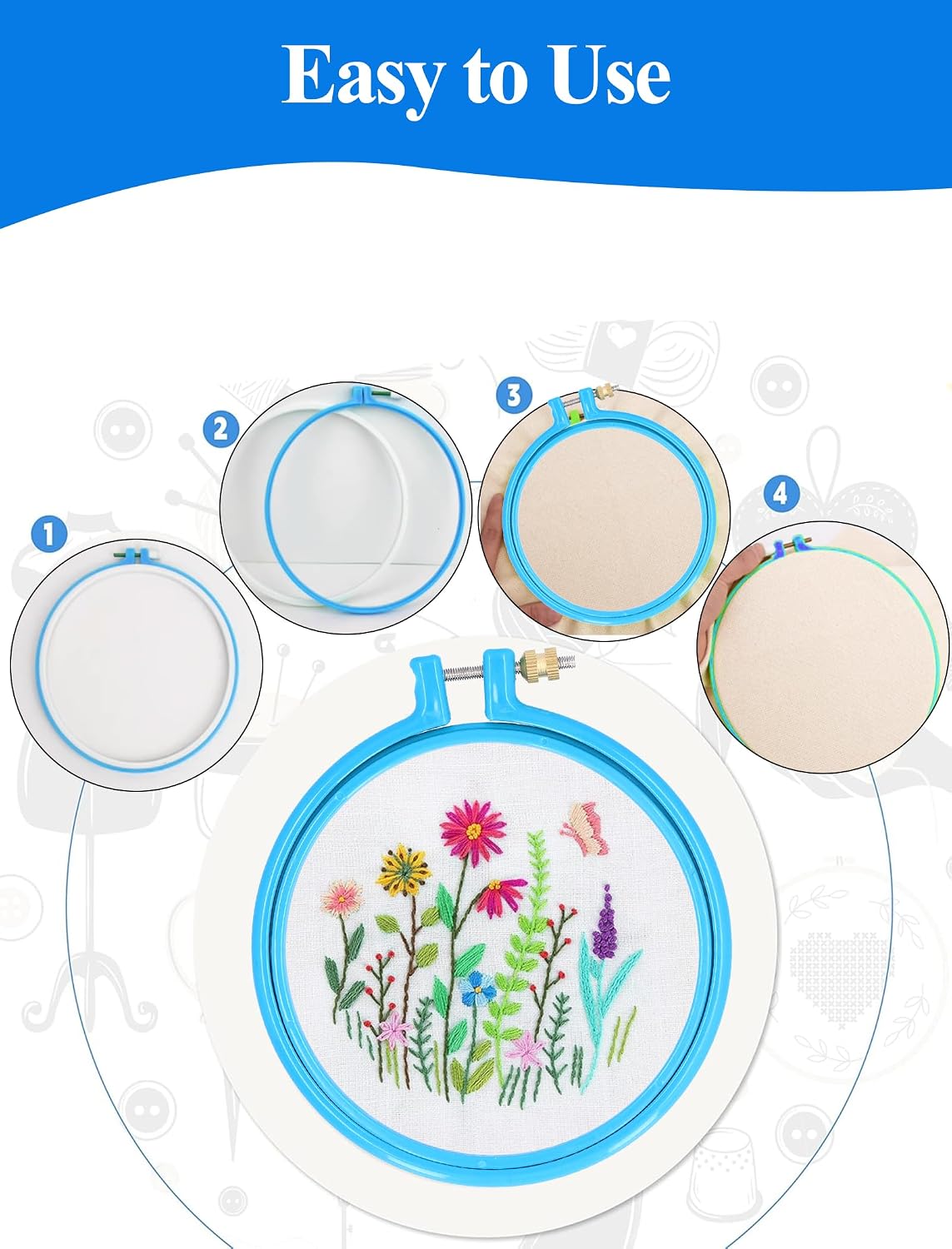 Plastic Embroidery Hoops 5 inch Round Cross Stitch Circle Rings for Embroidery, Cross Stitch, Sewing, and DIY Art Craft Projects