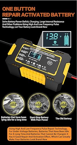 Miniatura 6 de Cargador de batería de automóvil, cargador inteligente portátil de 12 V-6A, desulfatador de batería automotriz con compensación de temperatura,