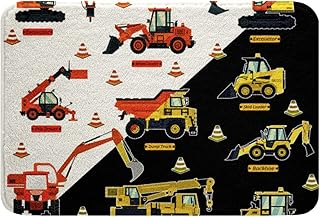 Alfombra de baño para Tractor, Equipo Pesado, Antideslizante, Absorbente de Agua, para niños, Color Rojo y Amarillo, Alfombra de baño de Forro Polar para vehículos, Alfombra de Entrada para Cocina/sa