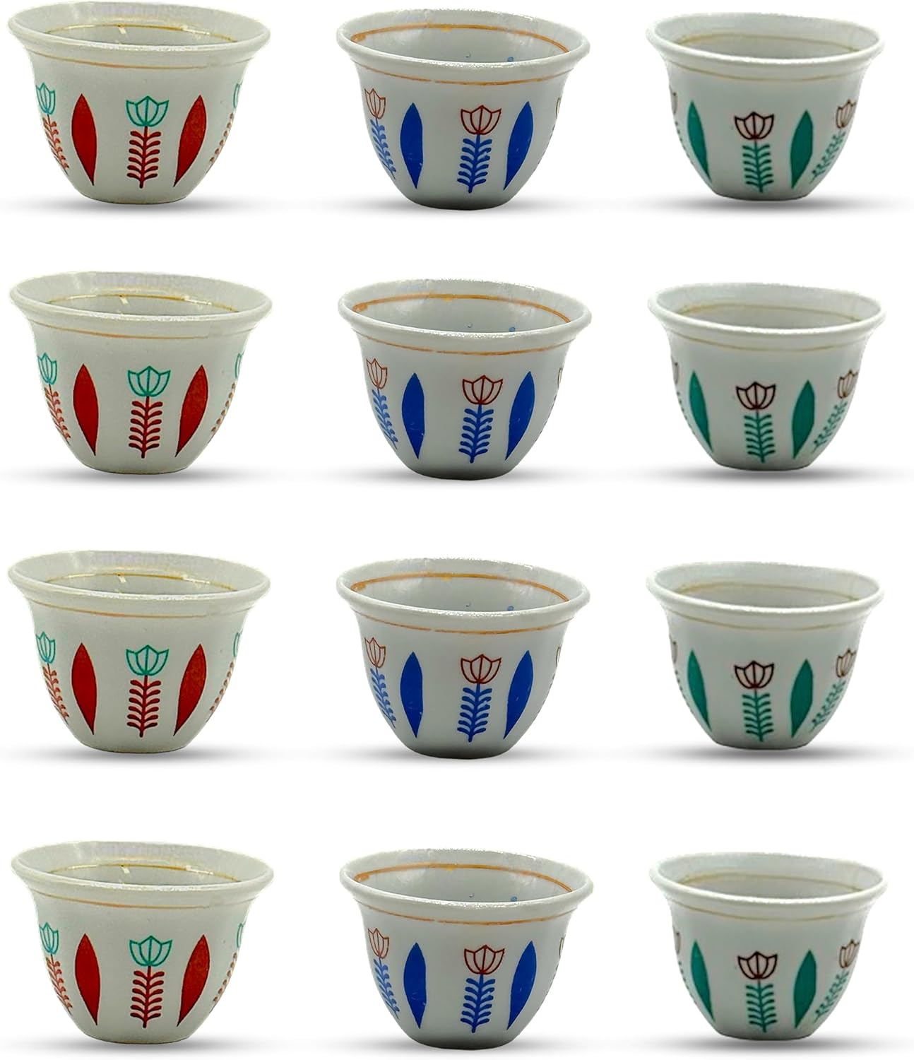 Generic Premium Porcelain Arabic Turkish Greek Coffee Cup Set 1.5 oz - (blue/red/green) (12, red)