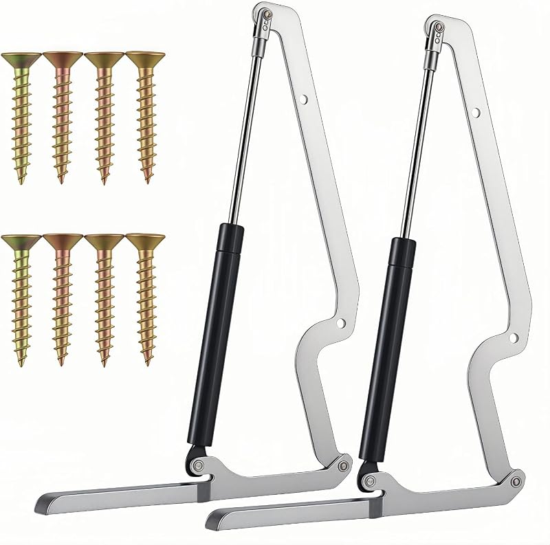 2 Sets Deck Box Hydraulic Hinge Compatible with Most Keter Deck Box Models, Outdoor Storage Box Lid Replacement Parts with 8 Screws for Easy Repair