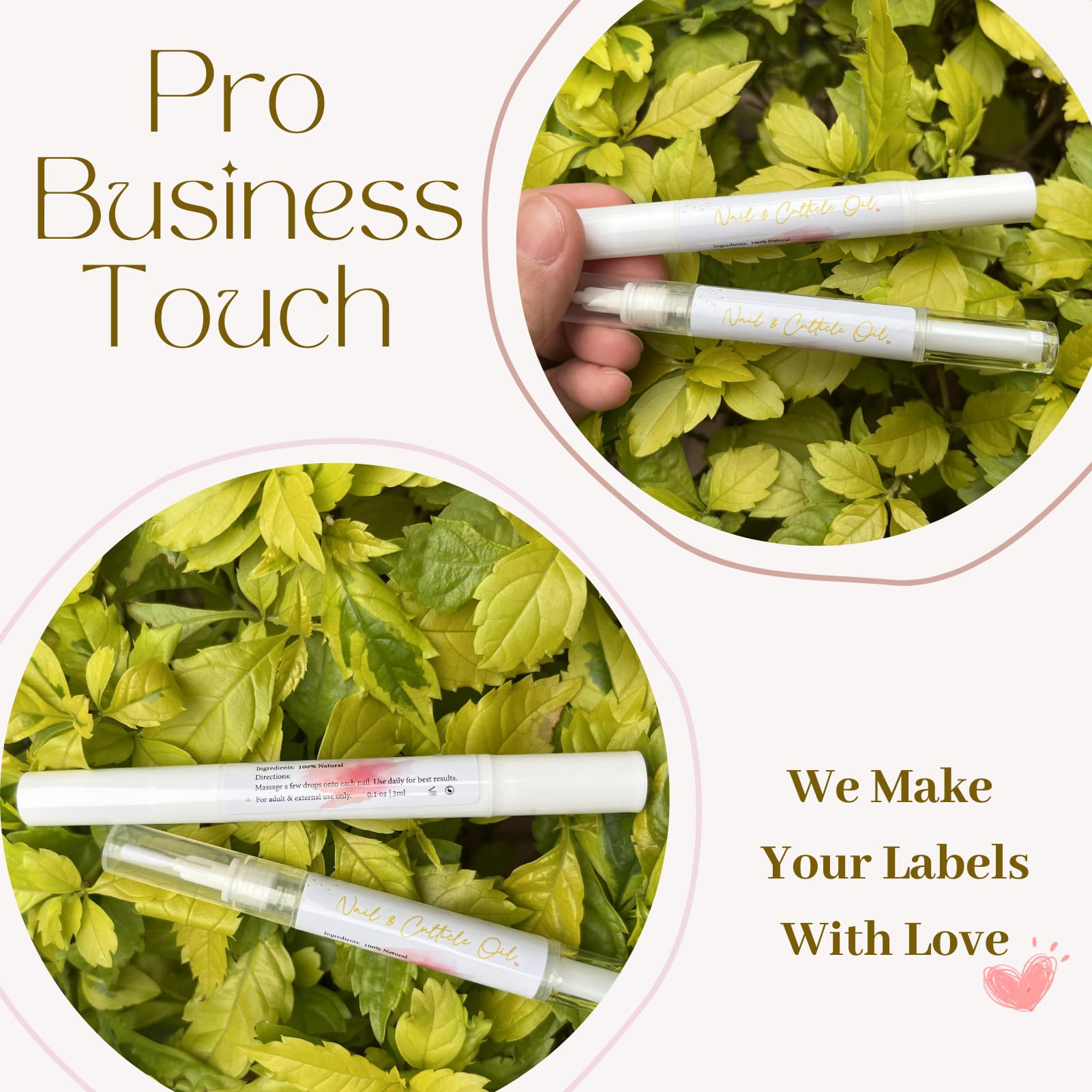 Empty Cuticle Oil Pen Label Sticker for Nail Tech Manicure Nail Artist Must Haves Nail Growth Care Packaging Staff 200pcs (White 1 x 2in)