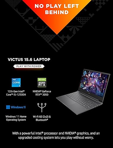 Vista 2 de Victus by HP 15 Laptop para juegos, NVIDIA GeForce RTX 3050, Intel Core i5-12500H de 12ª generación, 8 GB de RAM, SSD de 512 GB, pantalla Full HD