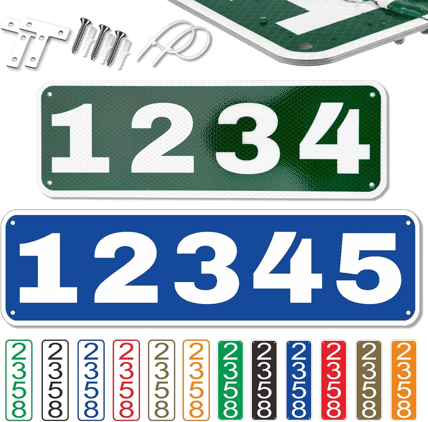 911 Address Reflective Sign House Numbers - Rustproof Solid Metal Custom Address Signs for Houses Mailbox Numbers for Outside Post Door Wall - Reflective House Numbers for Outside (Horizontal)