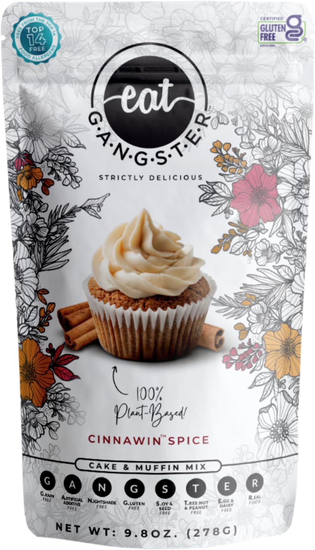 eat G.A.N.G.S.T.E.R. Cinnawin Spice Cake & Muffin Mix, Allergy-Friendly Baking Mix, Grain-Free, No Dairy, Nuts, Gluten, Dairy, For Paleo & AIP Diets, Delicious Cakes, Muffins and Cupcakes
