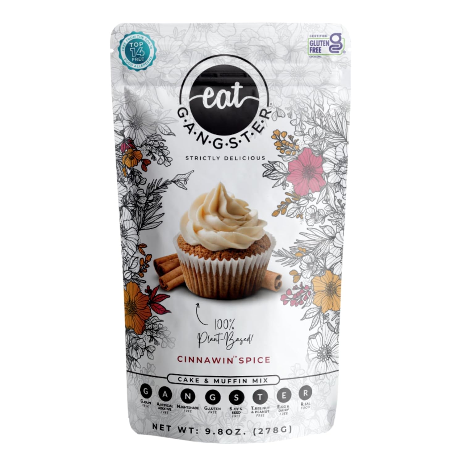 eat G.A.N.G.S.T.E.R. Cinnawin Spice Cake & Muffin Mix, Allergy-Friendly Baking Mix, Grain-Free, No Dairy, Nuts, Gluten, Dairy, For Paleo & AIP Diets, Delicious Cakes, Muffins and Cupcakes