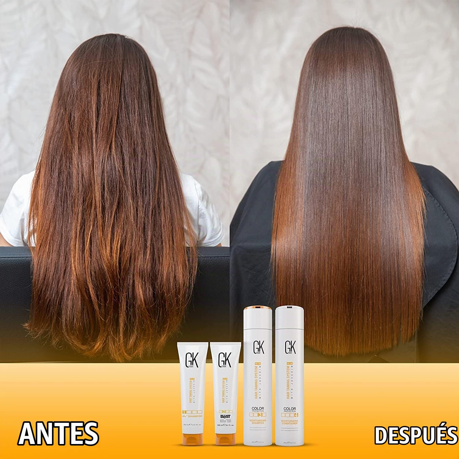 GK HAIR Global Keratin The Best Consumer Box Kit (300ml / 10.8 Fl Oz) Kit de tratamiento de alisado de queratina y alisado brasileño para un cabello natural sedoso y sin encrespamiento
