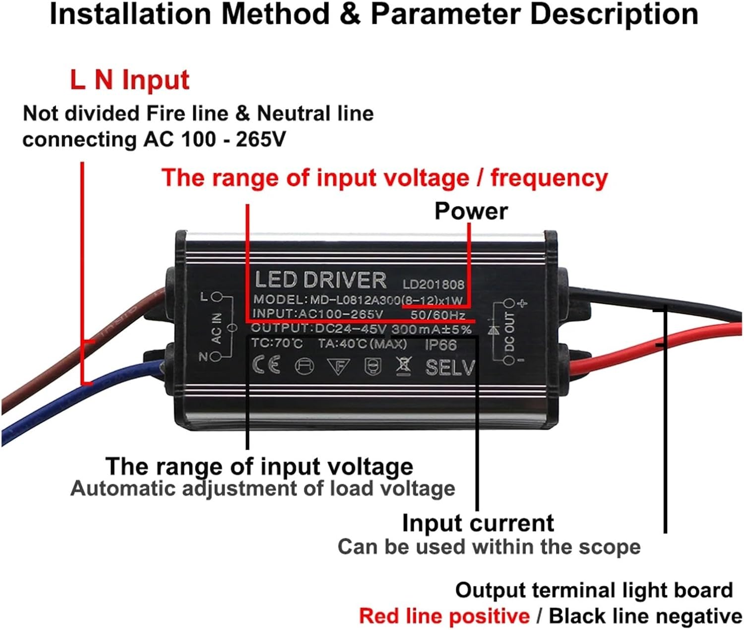 Aluminium 8-12W LED Driver 300mA AC 100-265V to DC 24-45V Power Supply Lighting Transformer Drivers Ballast