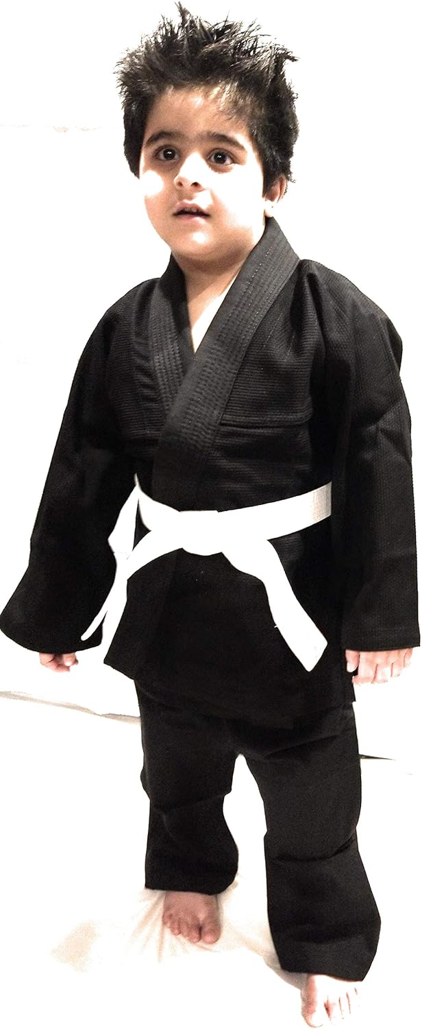 BJJ Jiu Jitsu Uniform | Competition Fighting Pre-Shrunk Soft Fabric Black No Logo Martial Arts Training Uniforms