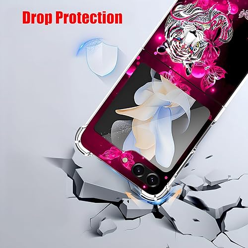 Miniatura 4 de Funda para Galaxy Z Flip 5, protección contra caídas de mariposa de tigre blanco, a prueba de golpes, carcasa protectora de cuerpo completo