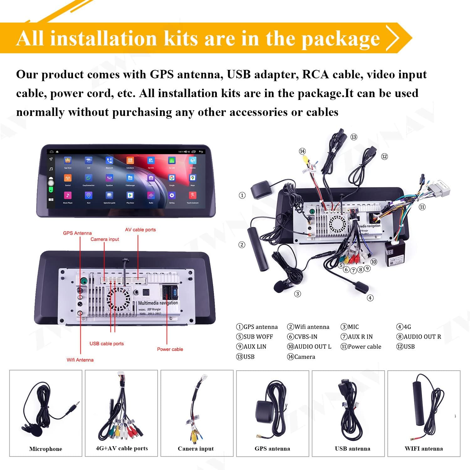 zwnav 12 3 inch touch screen 1920x720 resolution android car radio for jeep wrangler jk 2011 2017 stereo multimedia player gps navigation head unit oc