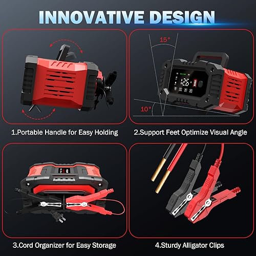 Miniatura 7 de Cargador de batería de coche de 12 V y 6 amperios, cargador de batería inteligente automático, cargador de goteo automático, cargador de flotador y