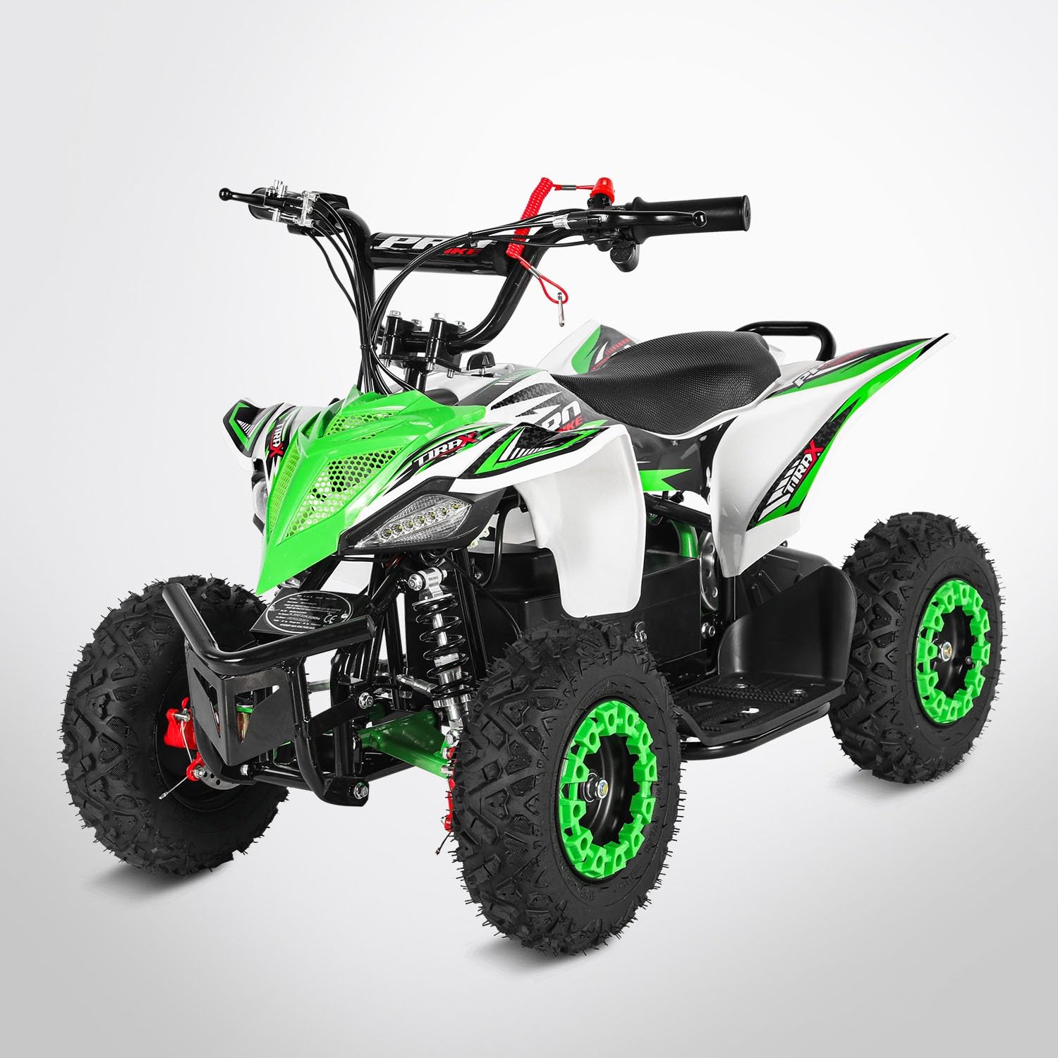 Pocket Quad TIRAX 800W - Mini Quad Enfant Électrique 800 W - Vert et blanc