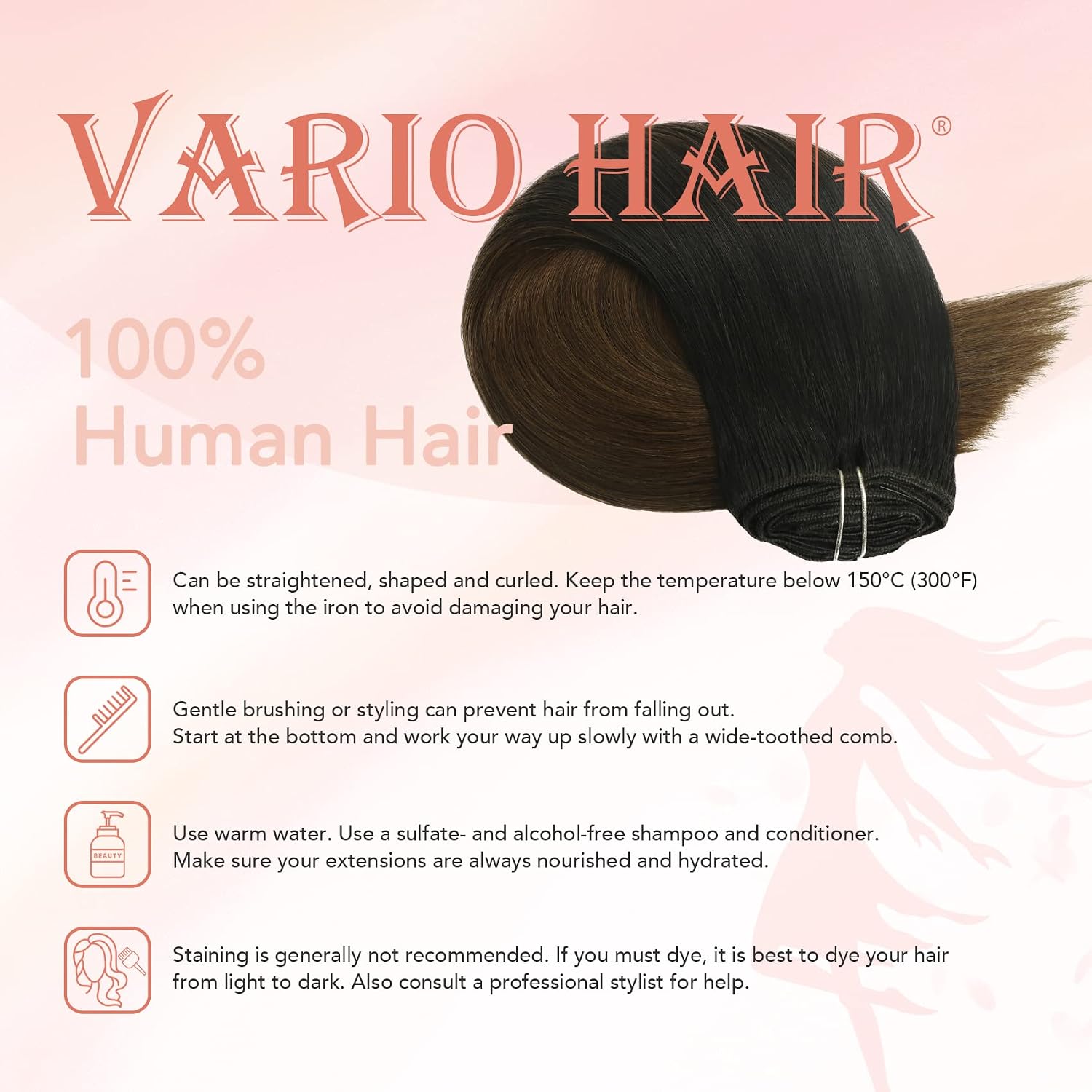 Clip In Hair Extensions Human Hair Ombre Hair Natural Black Fading to Medium Brown Brazilian Hair 120g 7pcs Per Set Remy Hair Full Head Silky Straight Human Hair Clip In Extensions(18 Inch #1BT4)