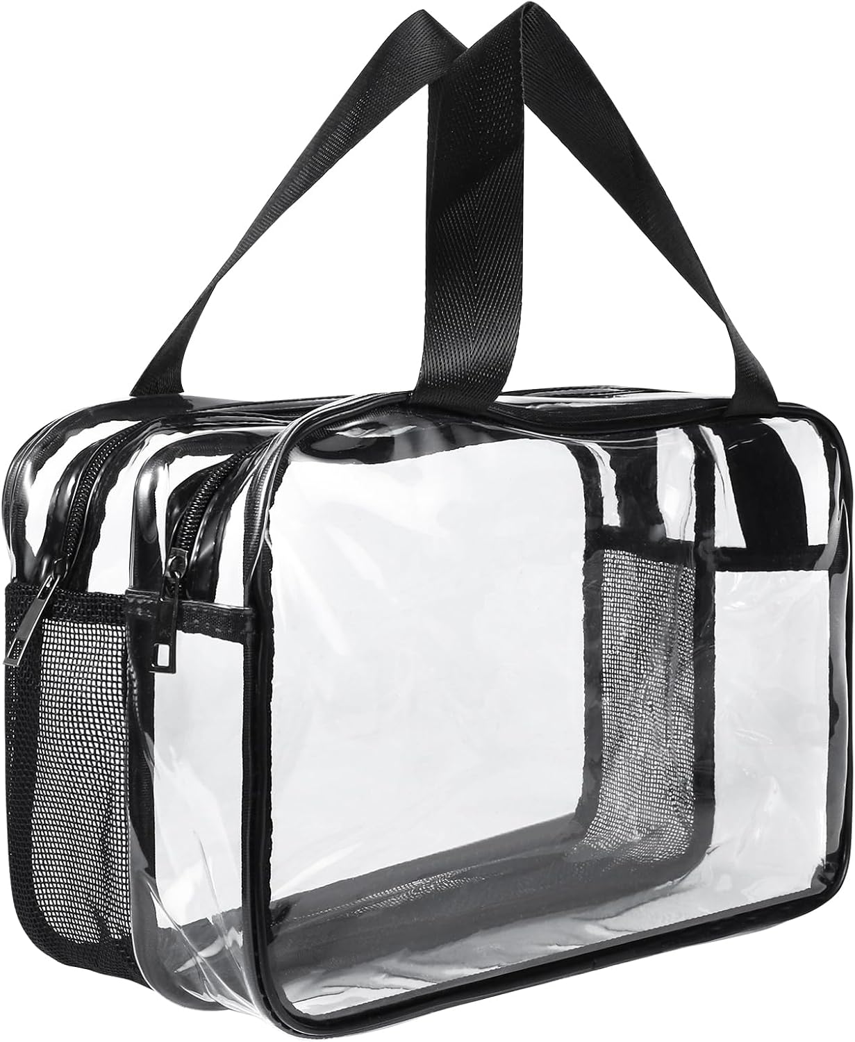 Borsa da toilette trasparente, Borsa da toilette da viaggio grande trasparente Borsa da toilette impermeabile in PVC addensato con manici, Borsa per cosmetici in plastica, Borsa da viaggio con cerniere, borse trasparenti e trasparenti da viaggio
