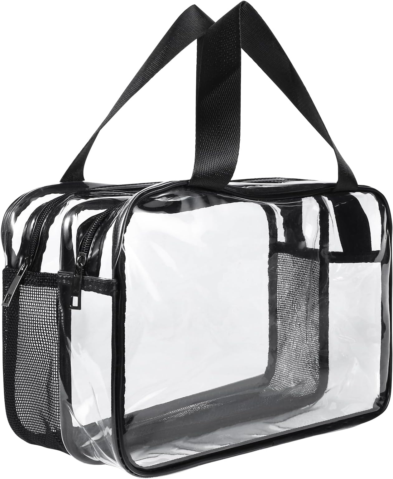 Clear Toiletry Bag, Large Clear Travel Toiletries Bag Thickened PVC Waterproof Makeup Bags with Handles Plastic Cosmetic Bag Travel Wash Bag with Zippers for Women Girls Men