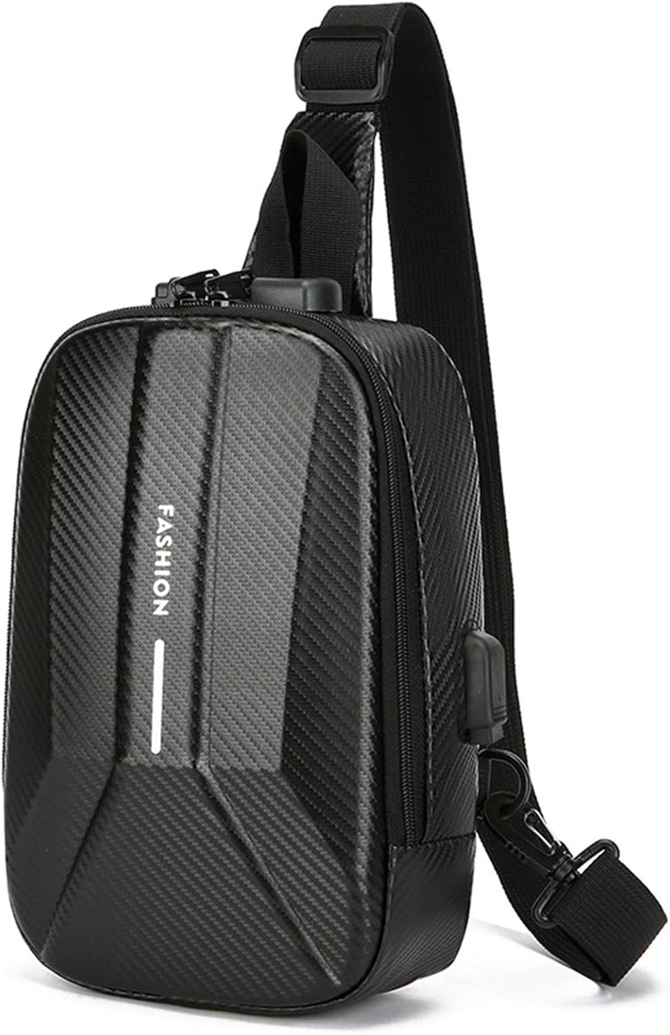 O-TBOST EVA Hard Shell Crossbody Sling Backpack for Men Anti-Theft Sling Bag for Travel Cycling with USB Charging Port