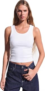 Three Times 5 Women’s Heavy GSM Cotton Ribbed Tank Top | Sleeveless Athletic Crop Top | Essential Slim Fit (White) Price In India