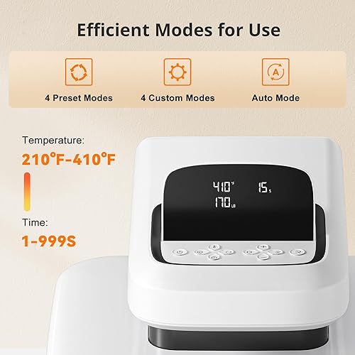 Miniatura 6 de HTVRONT Auto Heat Press 2 - Máquina de prensa de calor para camisetas con presión ajustable y mayor altura de calentamiento, se calienta rápido y