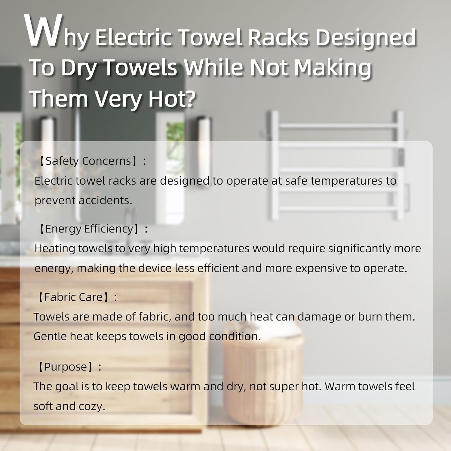 P&Dlusir Square Bar Towel Warmer, Heated Towel Rack with Smart Timer and Thermo Control, Wall-Mounted Heated Towel Rail, Stainless Steel, Hard-Wired/Plug-in, 5 bar, Polished
