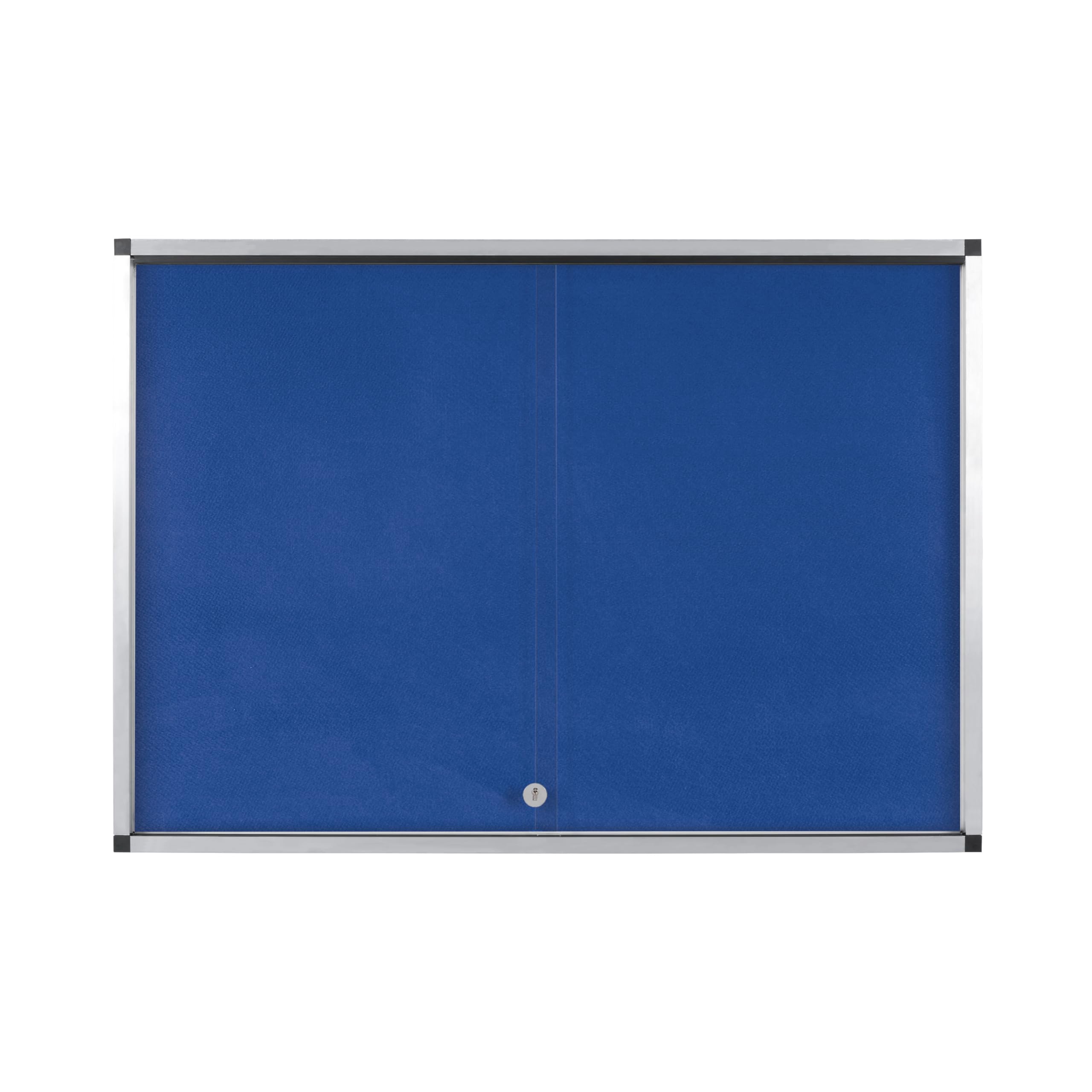 Bi-Office Exhibit Extra Vetrina Espositiva, 12xA4, Superficie in Feltro Blu, Porta in Vetro, Cornice in Alluminio